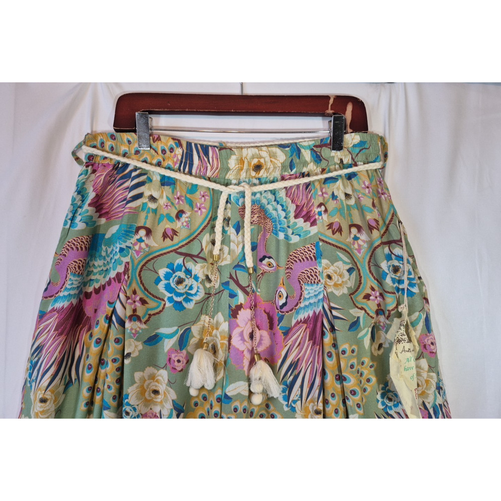 Aratta Silent Journey Wide Leg Pants Sage Green Bird Floral XL New w/Tag - Picture 3 of 15